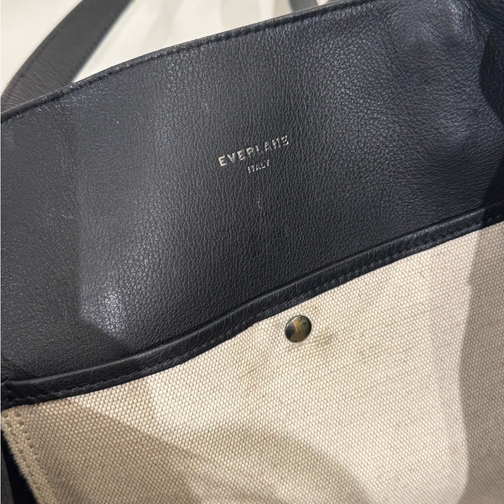 Everlane Black Leather Tote Bag View 3